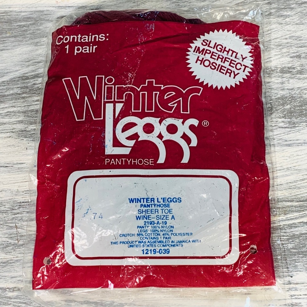 VTG Winter L’eggs Wine Pantyhose Size A Wine